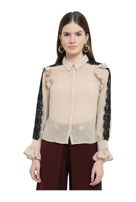 Kazo Beige Regular Fit Shirt Price in India