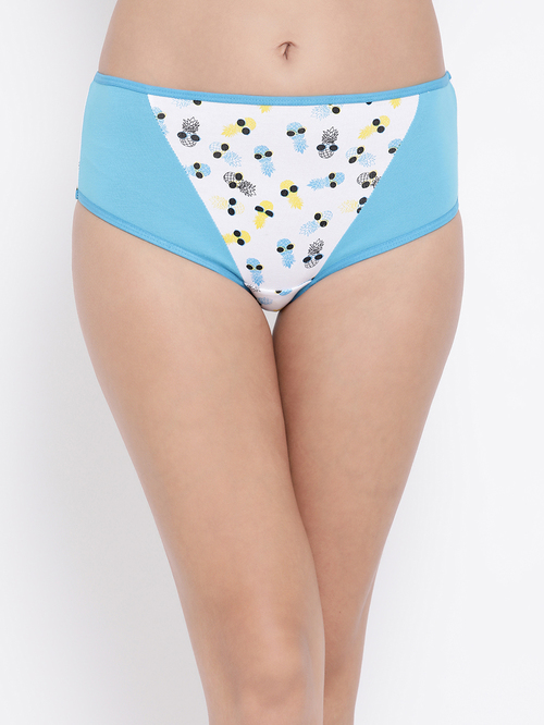 Clovia Blue Printed Hipster Panty Price in India