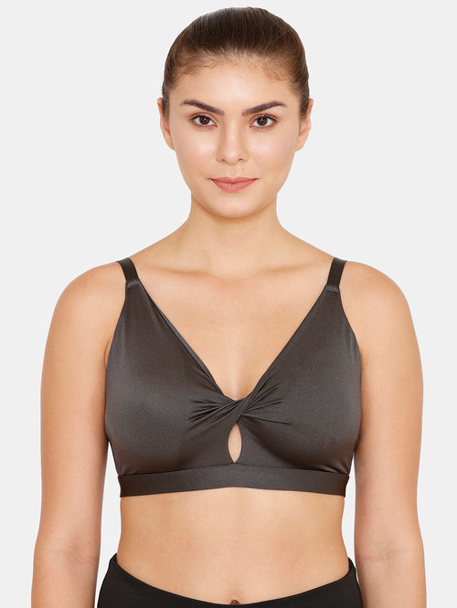 Zelocity by Zivame Grey Non Wired Non Padded Sports Bra Price in India