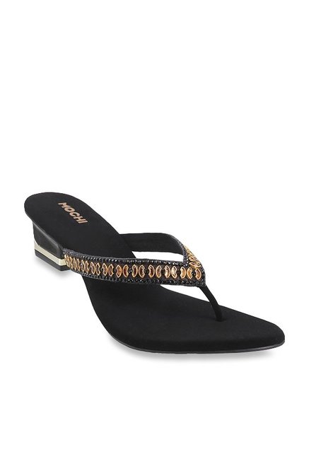 Mochi Black Thong Sandals Price in India