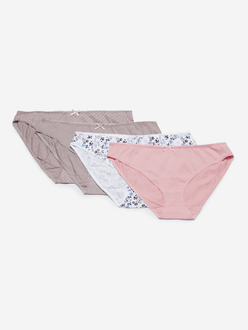 Wunderlove by Westside Taupe Bikini Briefs Pack Of Four Price in India