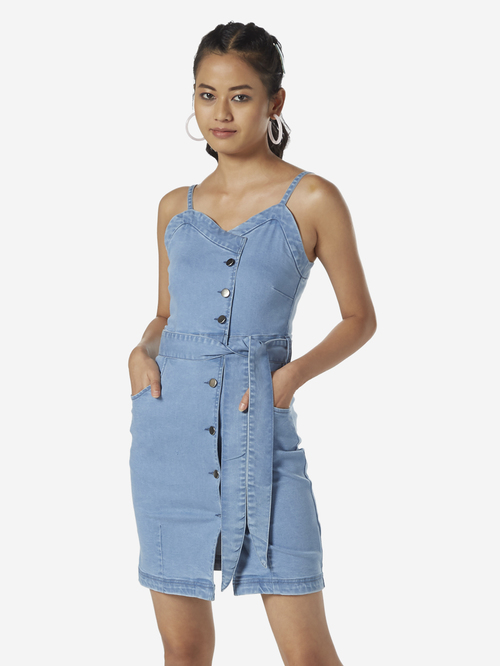Nuon by Westside Blue Denim Libra Dress With Belt Price in India