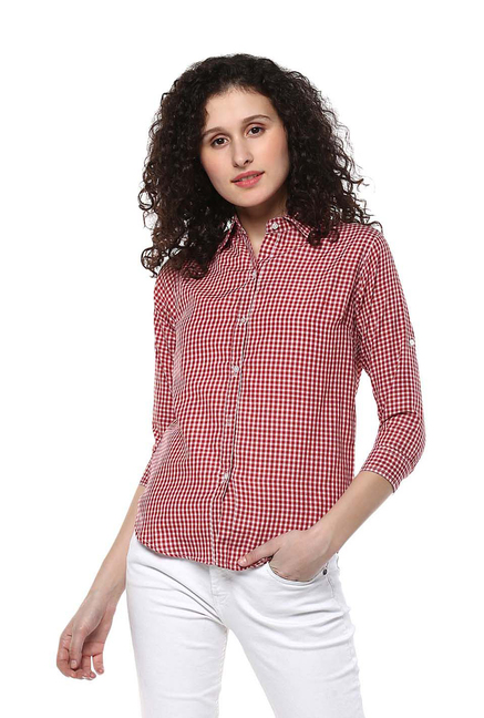 Mayra Pink Cotton Chequered Shirt Price in India