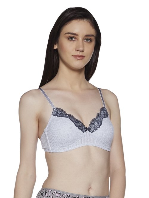 Wunderlove by Westside Grey Rib Patterned Padded Bra Price in India