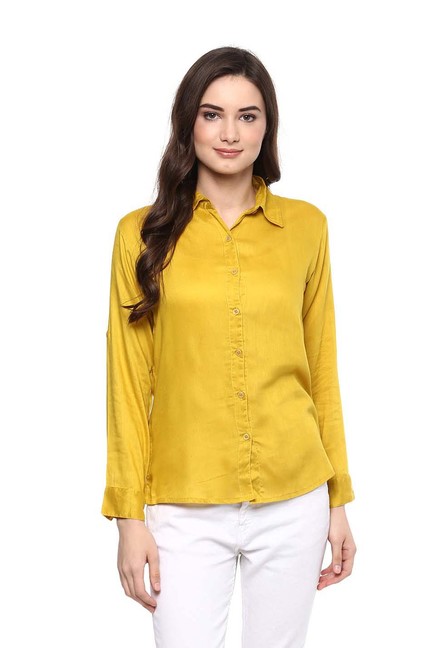 Mayra Yellow Full Sleeves Shirt Price in India