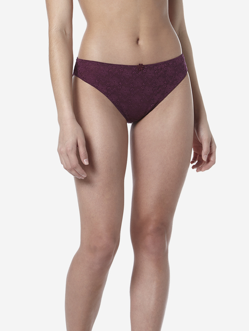 Wunderlove by Westside Aubergine Lace Jasmine Briefs Price in India