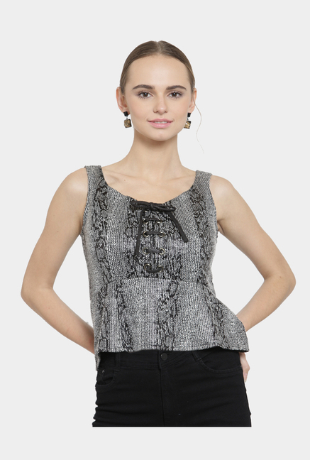 Latin Quarters Black Printed Top Price in India