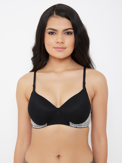 Clovia Black Non Wired Padded T-Shirt Bra Price in India