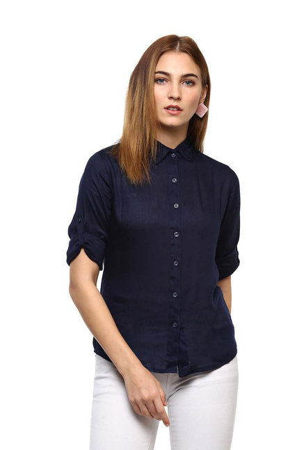 Mayra Navy Full Sleeves Shirt Price in India