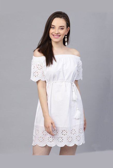 Street 9 White Embroidered Dress Price in India