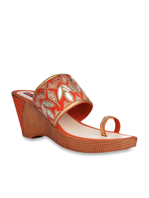 Lishabee by MSC Orange Toe Ring Wedges Price in India