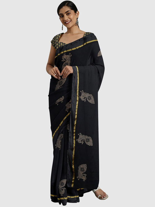 Pavecha's Black Embellished Saree With Blouse Price in India