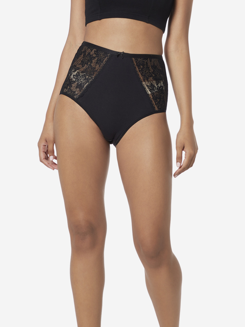 Wunderlove by Westside Black Lace Detailed Full Briefs Price in India