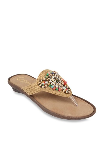 Catwalk Beige T-Strap Sandals Price in India