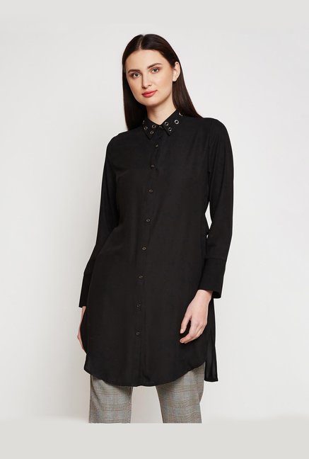 MADAME Black Cotton Shirt Price in India