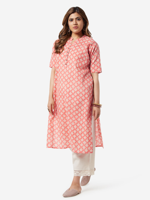 Diza Curve by Westside Coral Geometrical Print Kurta Price in India