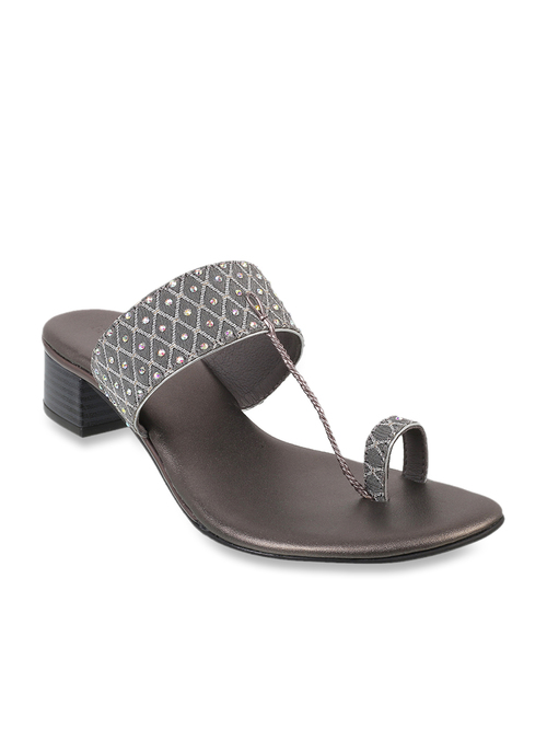 Mochi Gun Metal Toe Ring Sandals Price in India