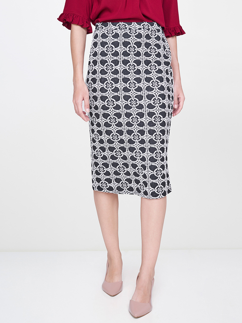 AND White & Black Printed Skirt Price in India