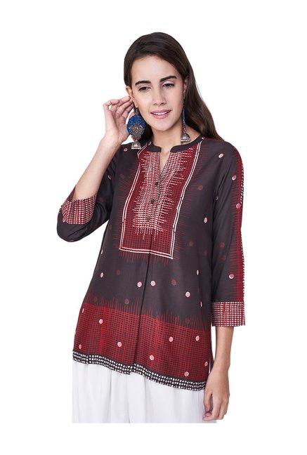 Global Desi Grey Printed Top Price in India