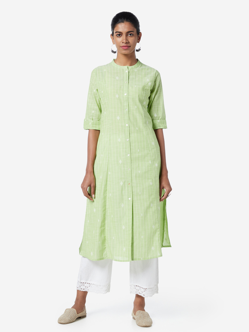 Utsa by Westside Light Green Printed A-line Kurta Price in India