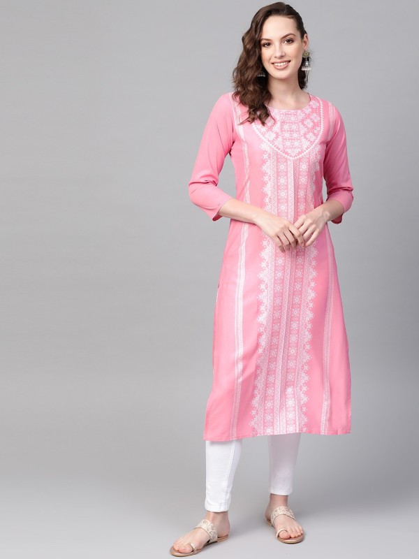 Women Printed Crepe A-line Kurta Price in India