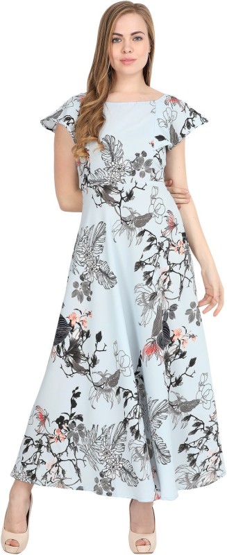 Women Maxi Light Blue Dress Price in India