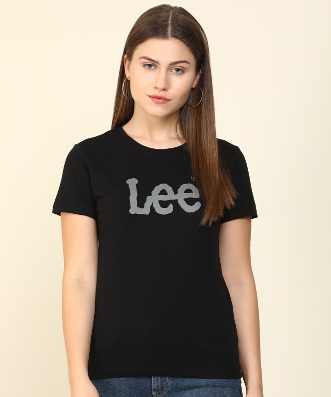 Printed Women Round Neck Black T-Shirt Price in India