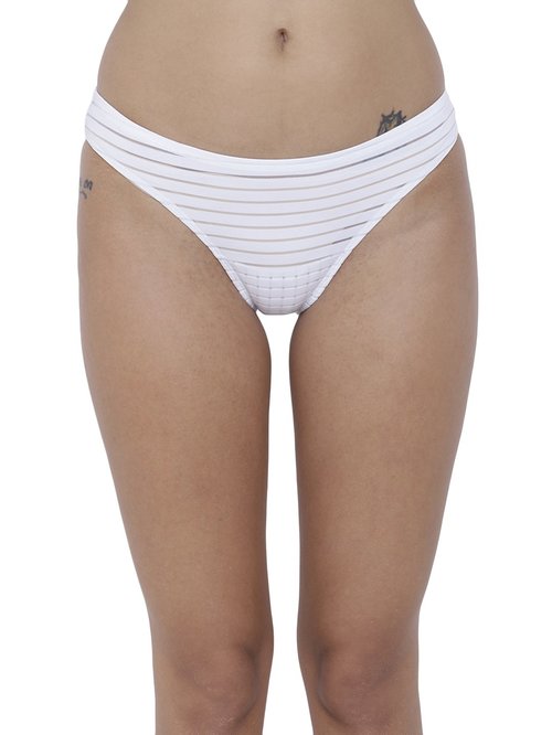 BASIICS by La Intimo White Striped Bikini Panty Price in India