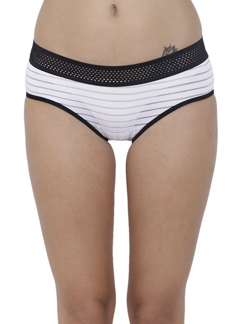 BASIICS by La Intimo White Striped Hipster Panty Price in India