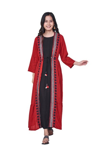 global desi red maxi dress