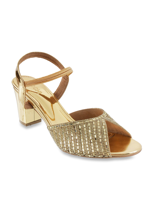 Mochi Golden Sling Back Sandals Price in India