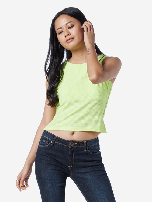 Nuon by Westside Neon Green Cropped Tank Top Price in India