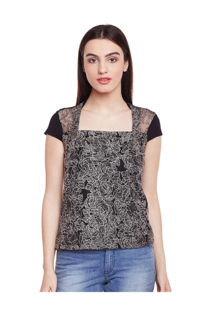 Latin Quarters Black Embroidered Top Price in India