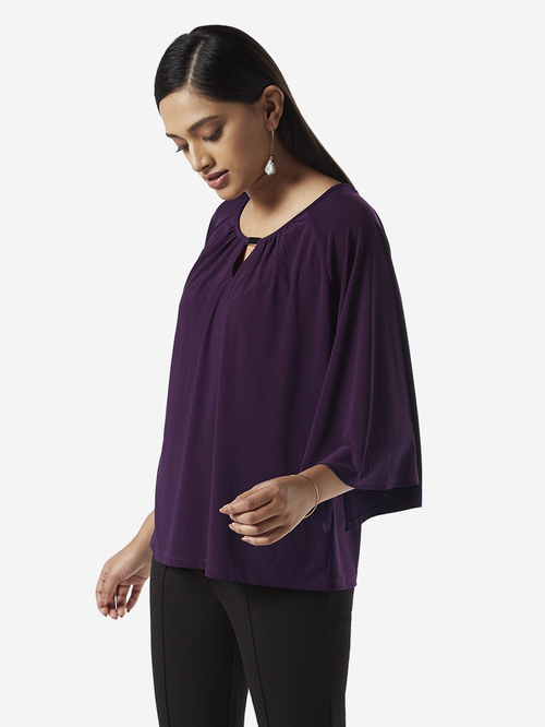 Wardrobe by Westside Aubergine Kimmi Blouse Price in India