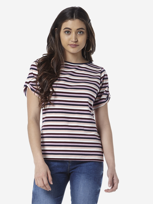 LOV by Westside Multicolour Striped T-Shirt Price in India