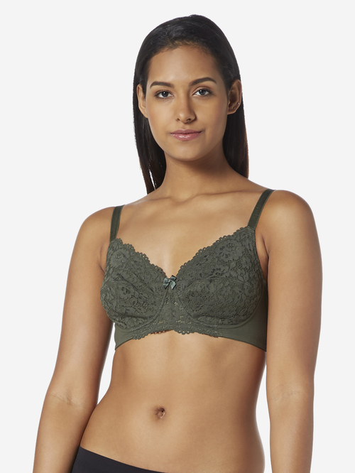 Wunderlove by Westside Green Floral Non-Padded Lucy Bra Price in India
