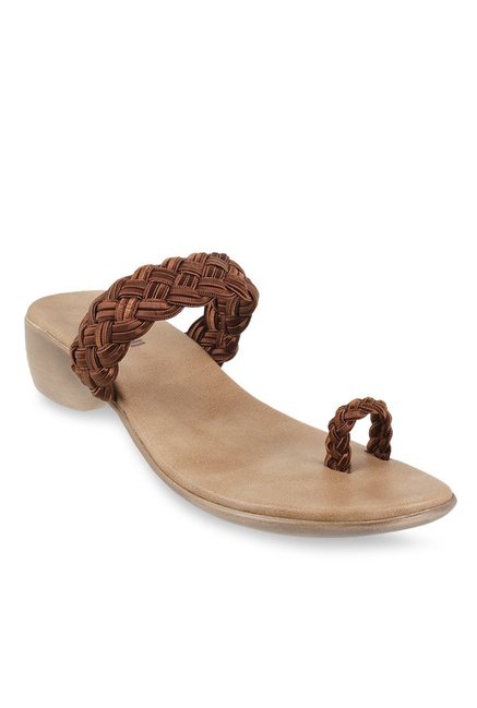 Mochi Dark Brown Toe Ring Wedges Price in India