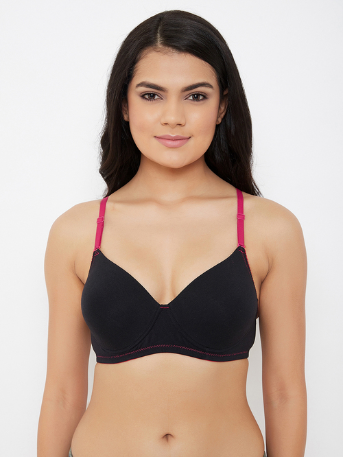 Clovia Black Non Wired Padded T-Shirt Bra Price in India