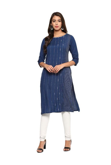 Imara Blue Striped Kurti Price in India