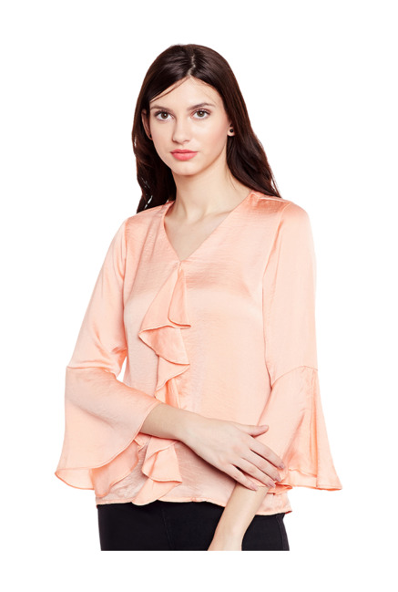 Latin Quarters Peach Textured Top Price in India