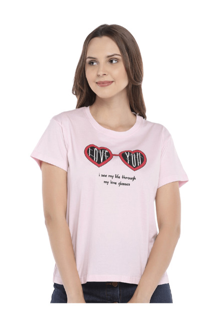 Globus Pink Printed T-Shirt Price in India