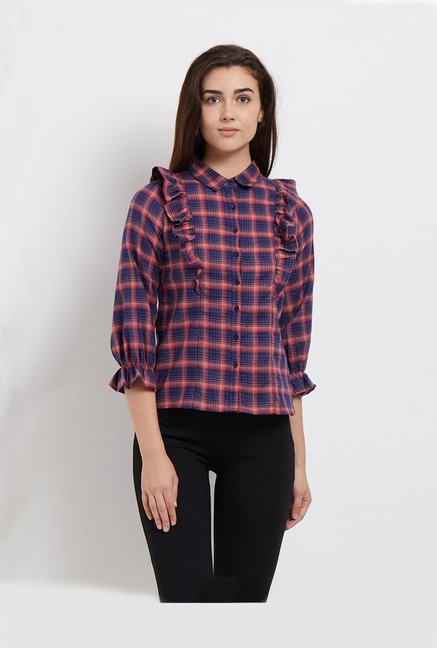 109 F Navy & Red Checks Shirt Price in India