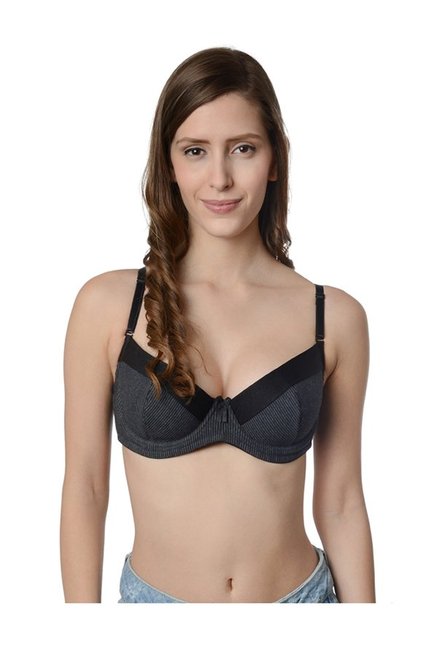 Da Intimo Black Under-Wired Padded Full Coverage Bra Price in India