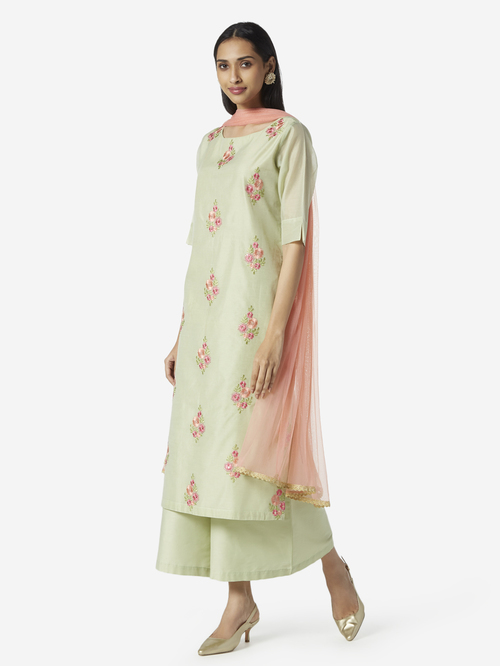 Vark by Westside Sea Green Kurta, Palazzos And Dupatta Price in India