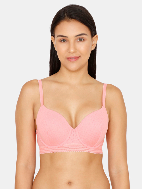 Zivame Salmon Rose Under Wired Padded T-Shirt Bra Price in India