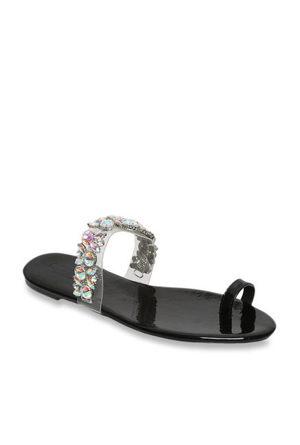 Notion London Black Toe Ring Sandals Price in India