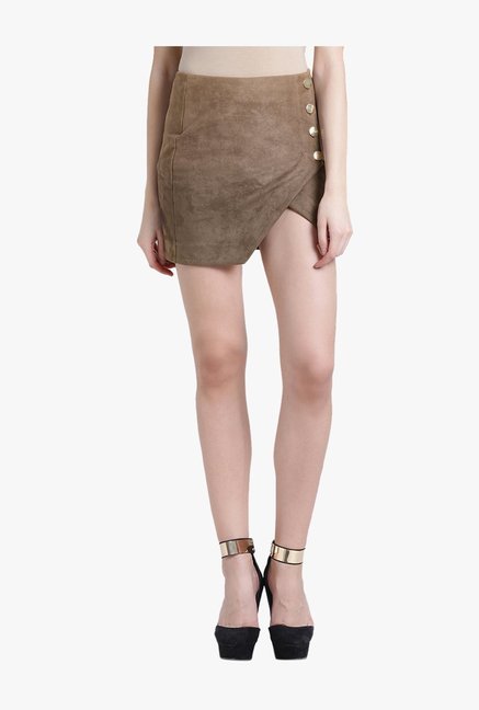 Kazo Beige Textured Mini Skirt Price in India