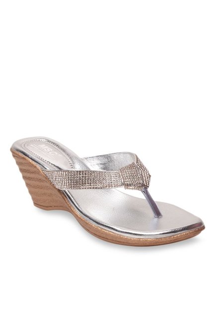 MSC Silver Thong Wedges Price in India