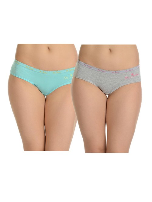 Da Intimo Blue & Grey Textured Hipster Panty (Pack Of 2) Price in India