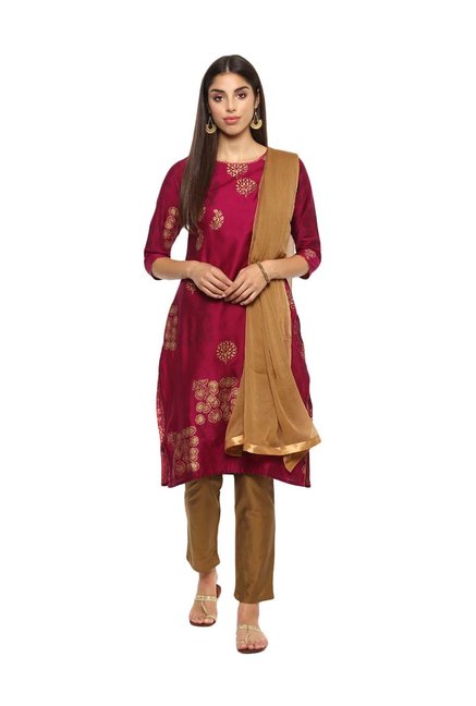 Imara Pink & Brown Printed Suit Set Price in India